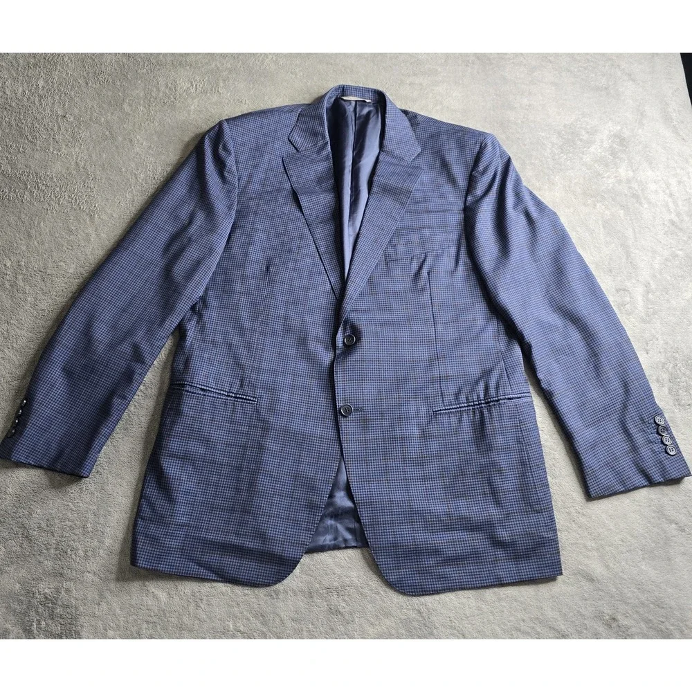 Canali 1934 Blazer Sportscoat Mens 46R Blue Plaid Italian Wool 2-Button